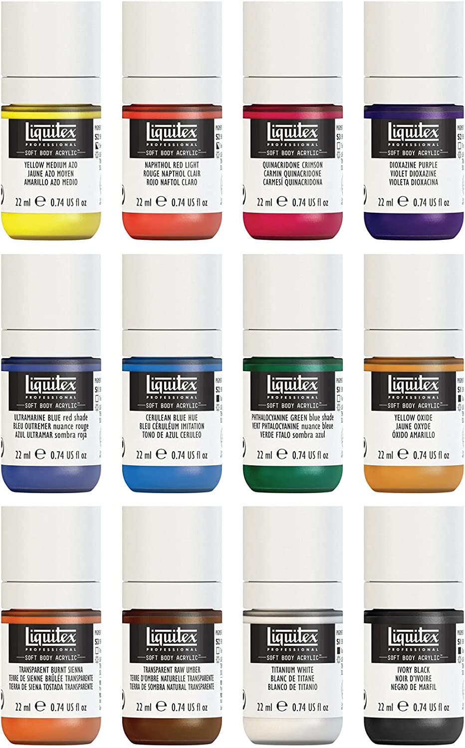 Liquitex Professional Soft Body Acrylic Paint, 12 x 22ml (0.74-oz), Essentials Set - Image 3